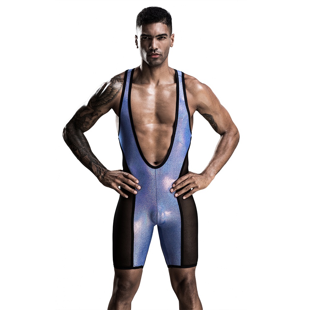 Mens Cutout Mesh Wrestling Suit – 7239